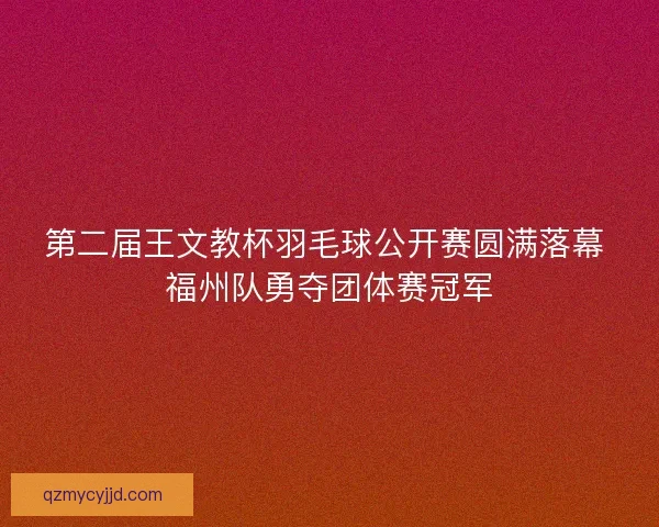 第二届王文教杯羽毛球公开赛圆满落幕 福州队勇夺团体赛冠军
